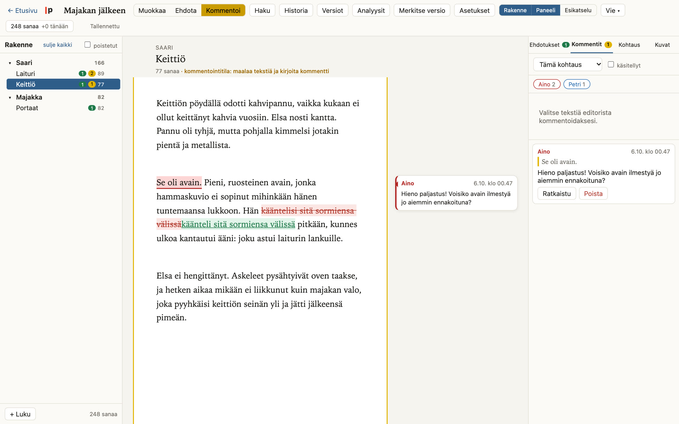 Punakynän editorinäkymä